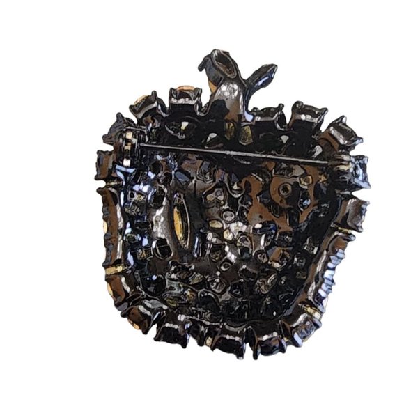 Vintage Signed ART Arthur Pepper Ab Rhinestone Apple Brooch (A1946) - Picture 4 of 6